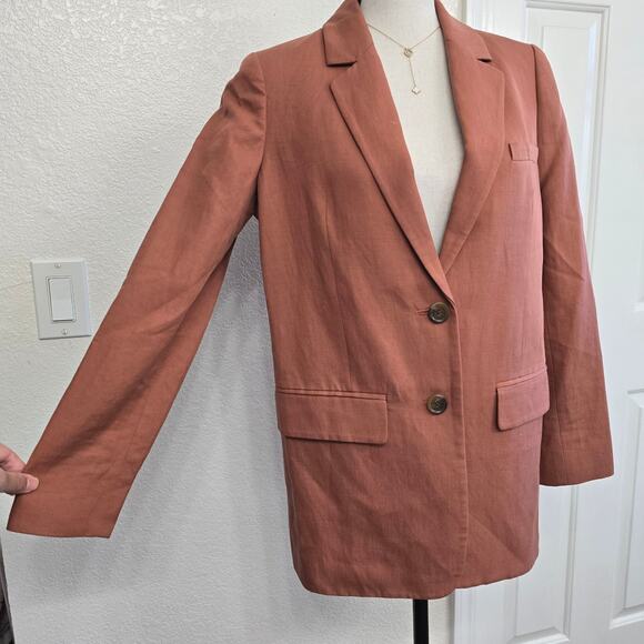 Everlane Oversized Blazer Clay Rust Linen Sz 00 Minimalist OfficeChic Layering - Picture 4 of 10